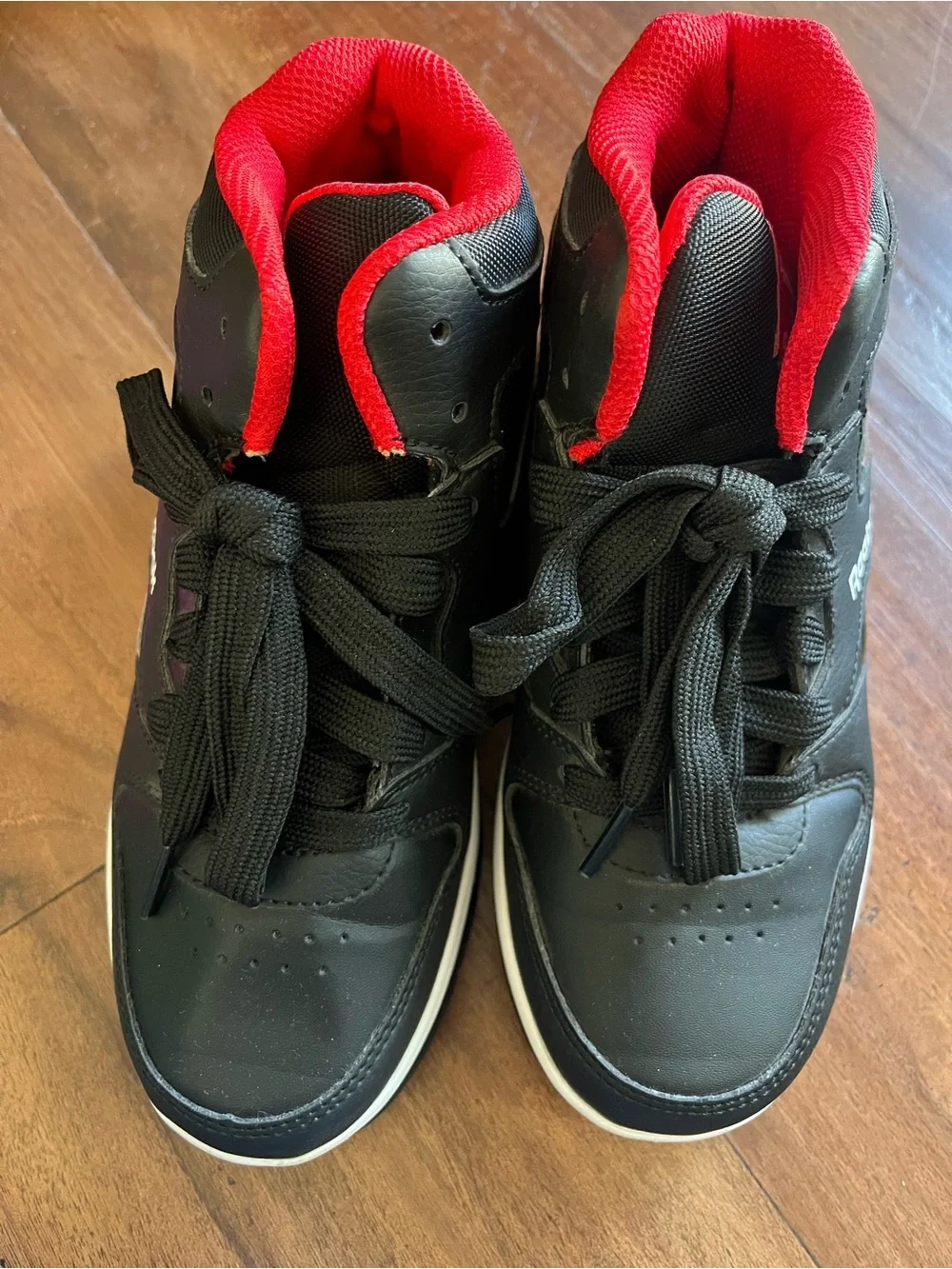 Kids Black and Red High-Top Sneakers rebook heelys